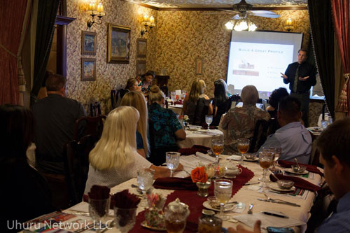 chris durham speaking social media questions to ask after a presentation - Chris Durham speaking at a business lunch on social media